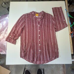 Ruby Rd. Size Small Red Striped Button Down
